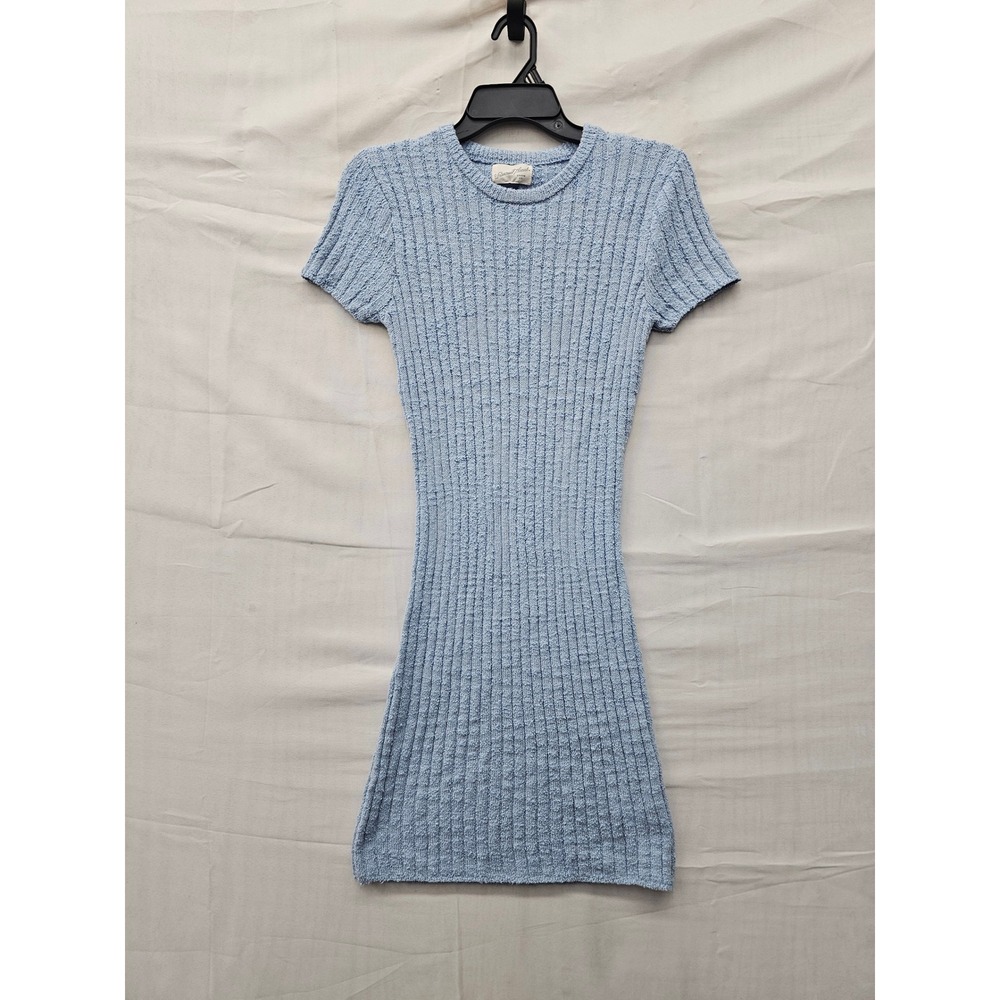 Universal Thread Womens Ribbed Knit Mini Dress Blue Cotton Blend Casual Size XS